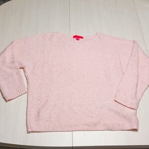 Lilly Pulitzer Sweater Relaxed Crop Dolman Sleeve Powder Pink with Sequins Sz: M